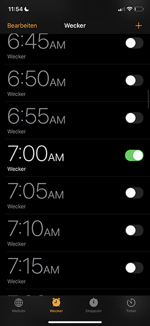 alarm set for the morning.. ignore the other ones